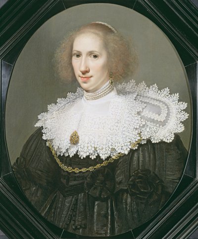 Portrait of a Lady with a Lace Collar and Pearls by Michiel Jansz van Miereveld